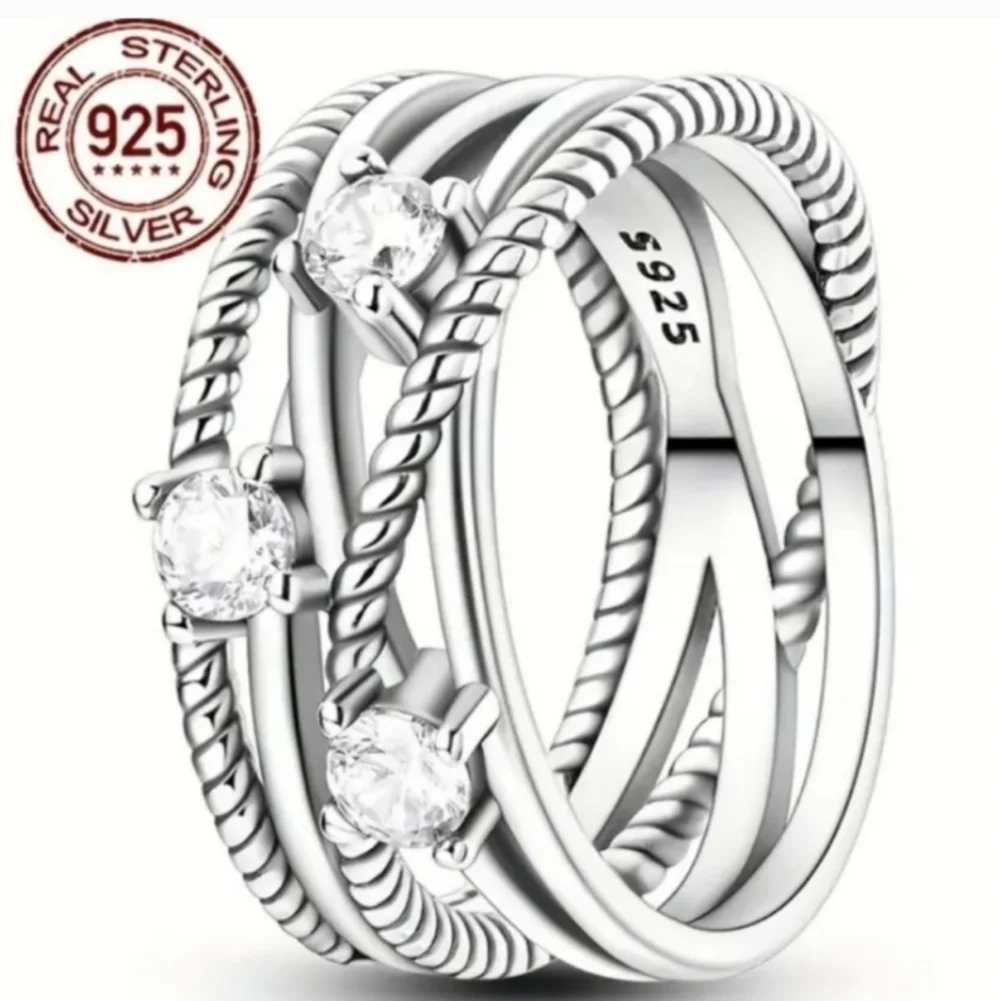 Ladies Elegant 925 sterling silver wide band ring sz 8